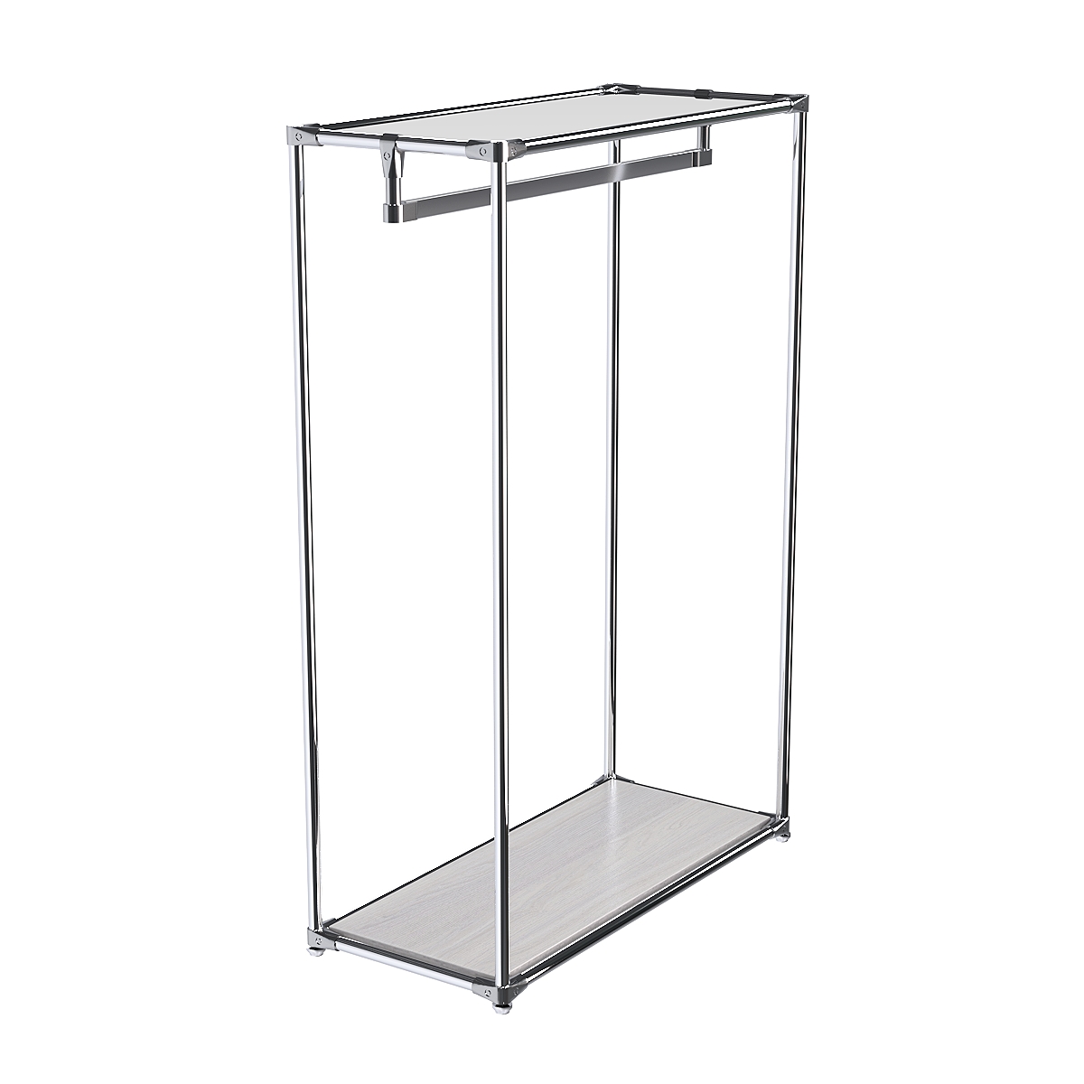 Хромированный стенд-вешало TD-12 №1-4 с полкой Зеркало 4мм Ясень Анкор светлый - U31104