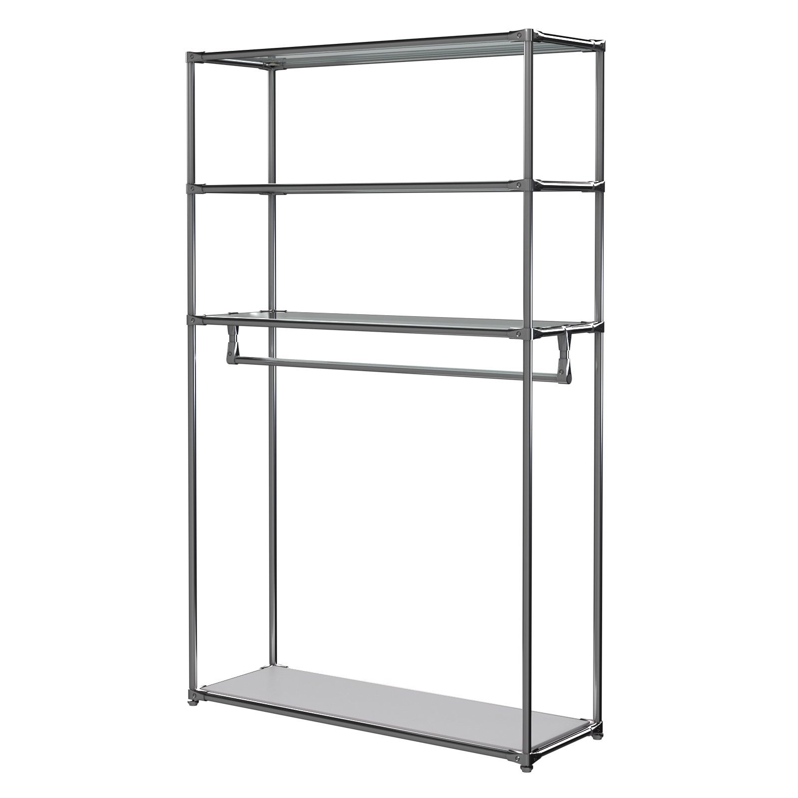 Хромированное вешало БАШНЯ №6-1 с полками стекло 6мм (прозрачное) Серый