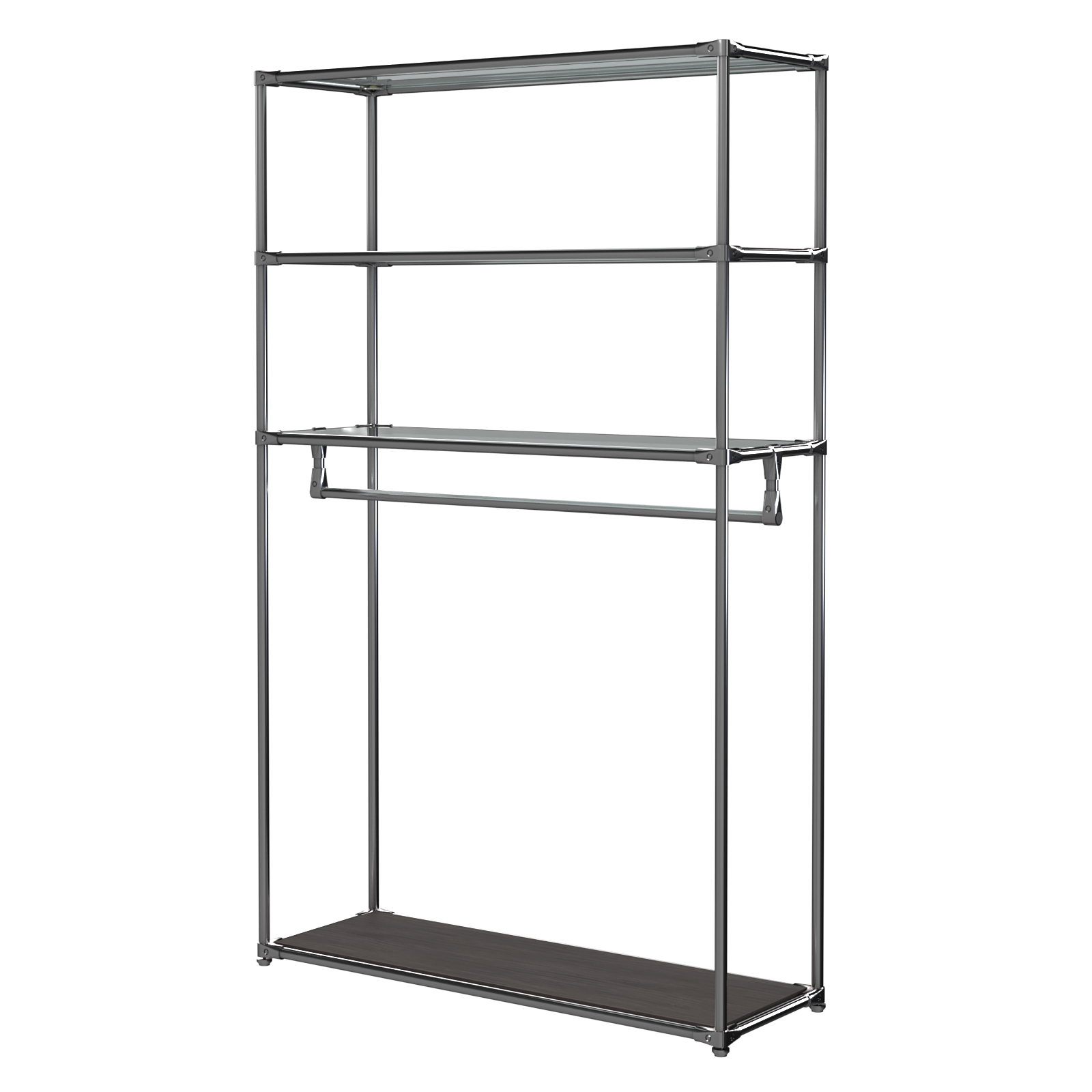 Хромированное вешало БАШНЯ №6-1 с полками стекло 6мм (прозрачное) Грейвуд