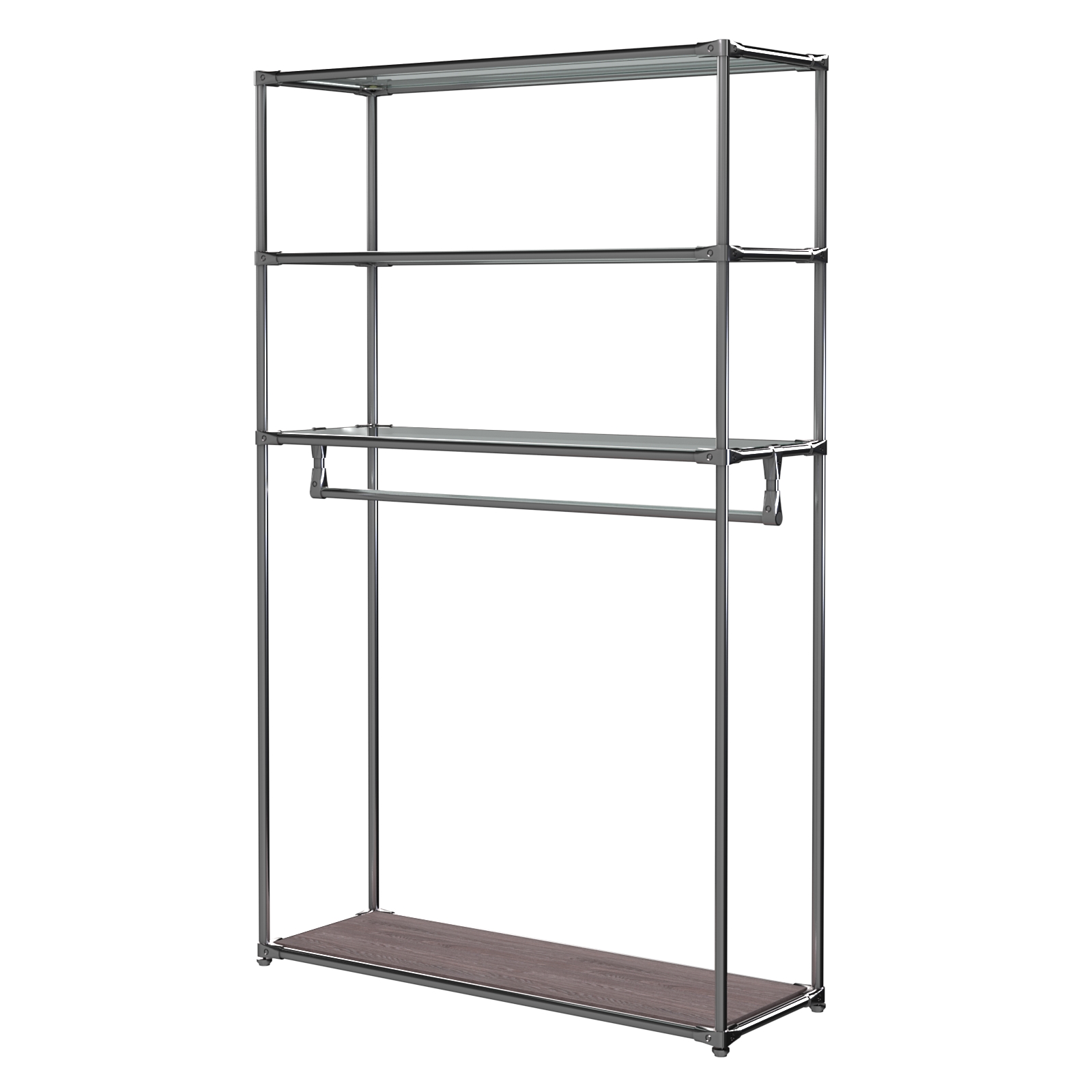 Хромированное вешало БАШНЯ №6-1 с полками стекло 6мм (прозрачное) Ясень Анкор темный - U31105