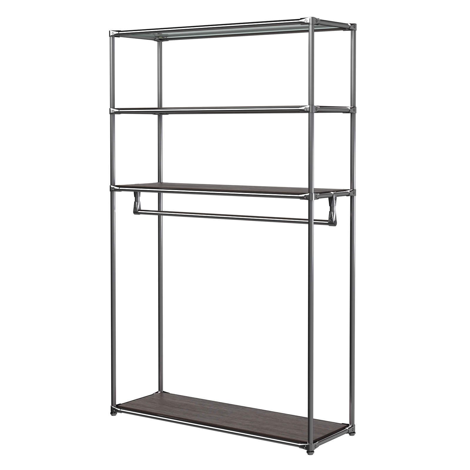 Хромированное вешало БАШНЯ №6-3 с полками ДСП 16мм Дуб Венге