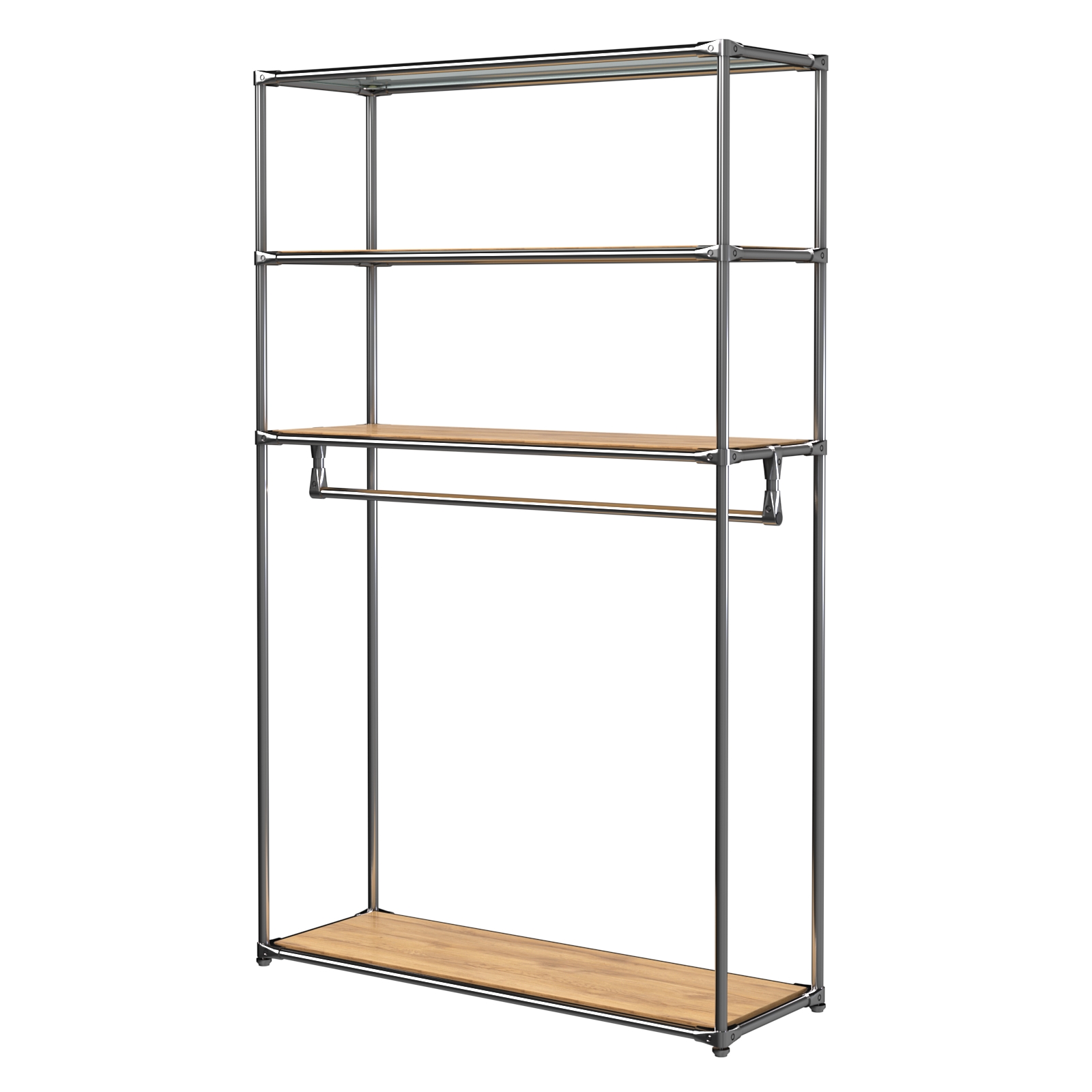 Хромированное вешало БАШНЯ №6-3 с полками ДСП 16мм Дуб Золотистый