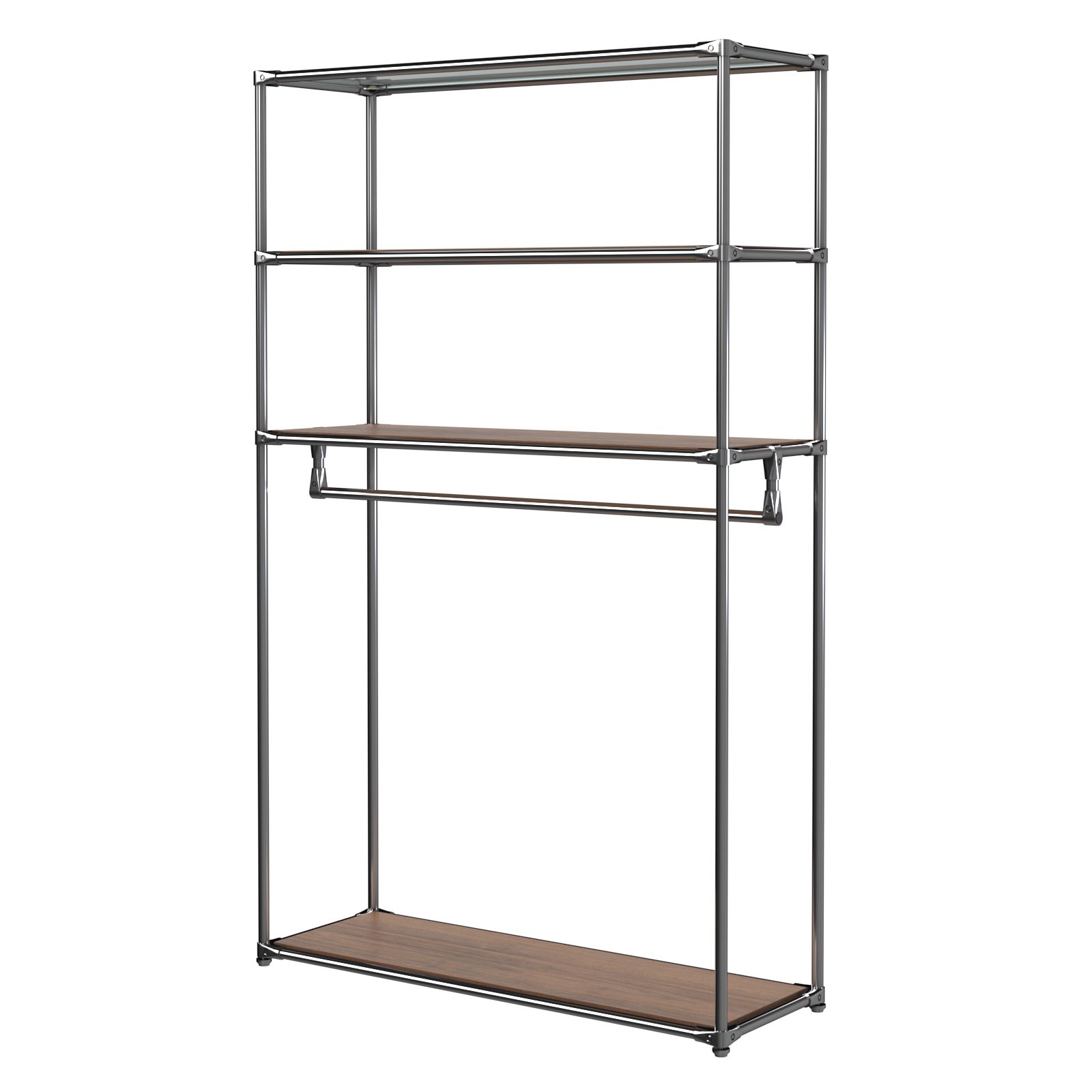 Хромированное вешало БАШНЯ №6-3 с полками ДСП 16мм Орех