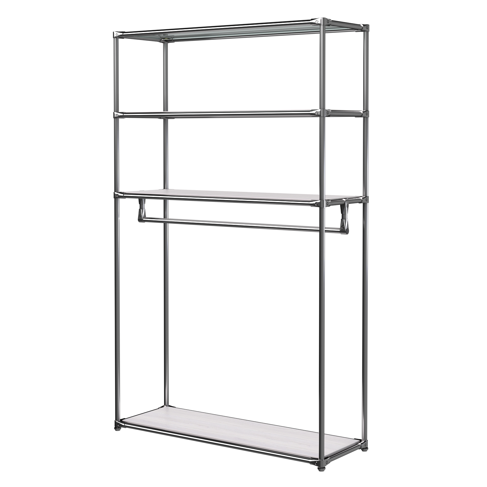 Хромированное вешало БАШНЯ №6-3 с полками ДСП 16мм Ясень Анкор светлый - U31104