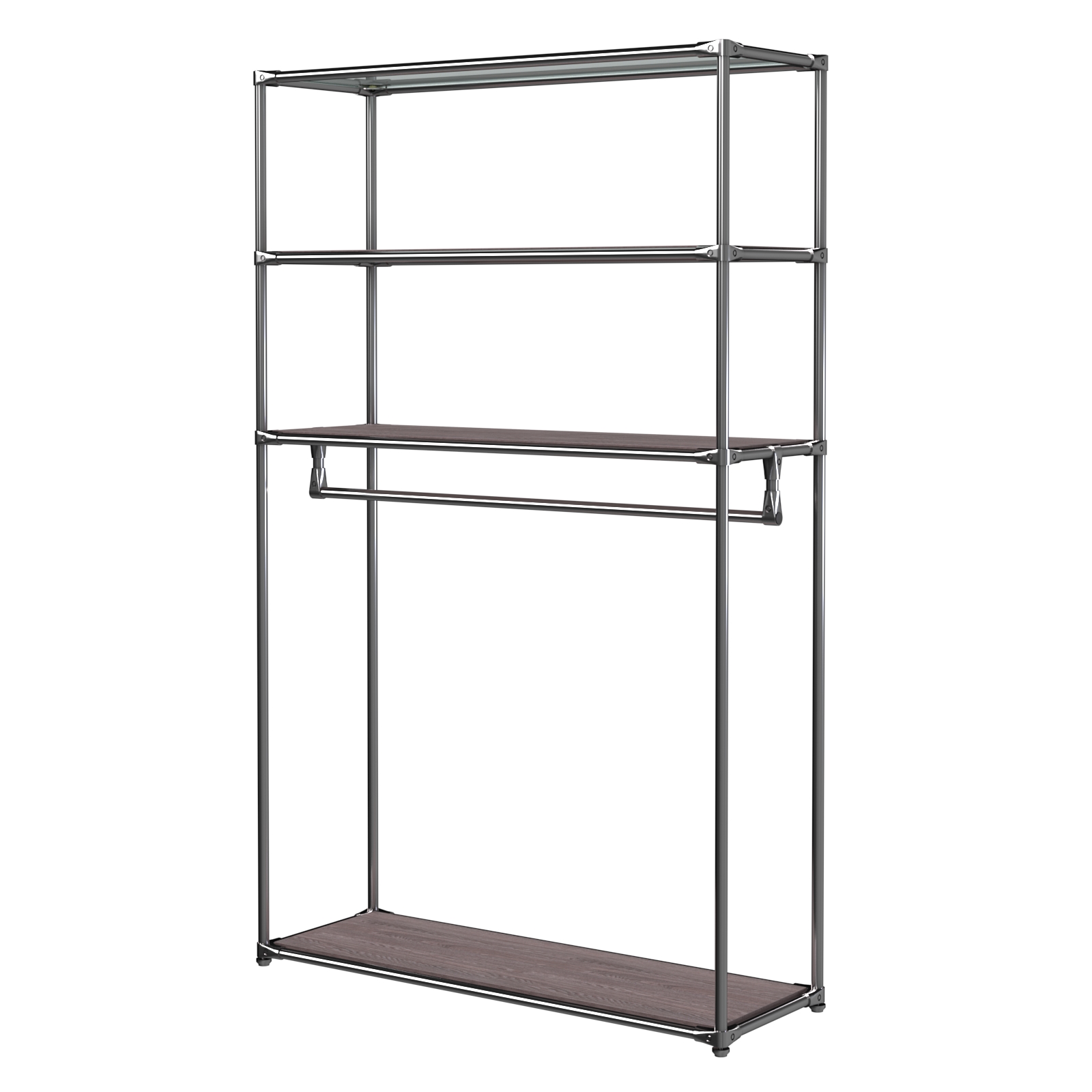 Хромированное вешало БАШНЯ №6-3 с полками ДСП 16мм Ясень Анкор темный - U31105