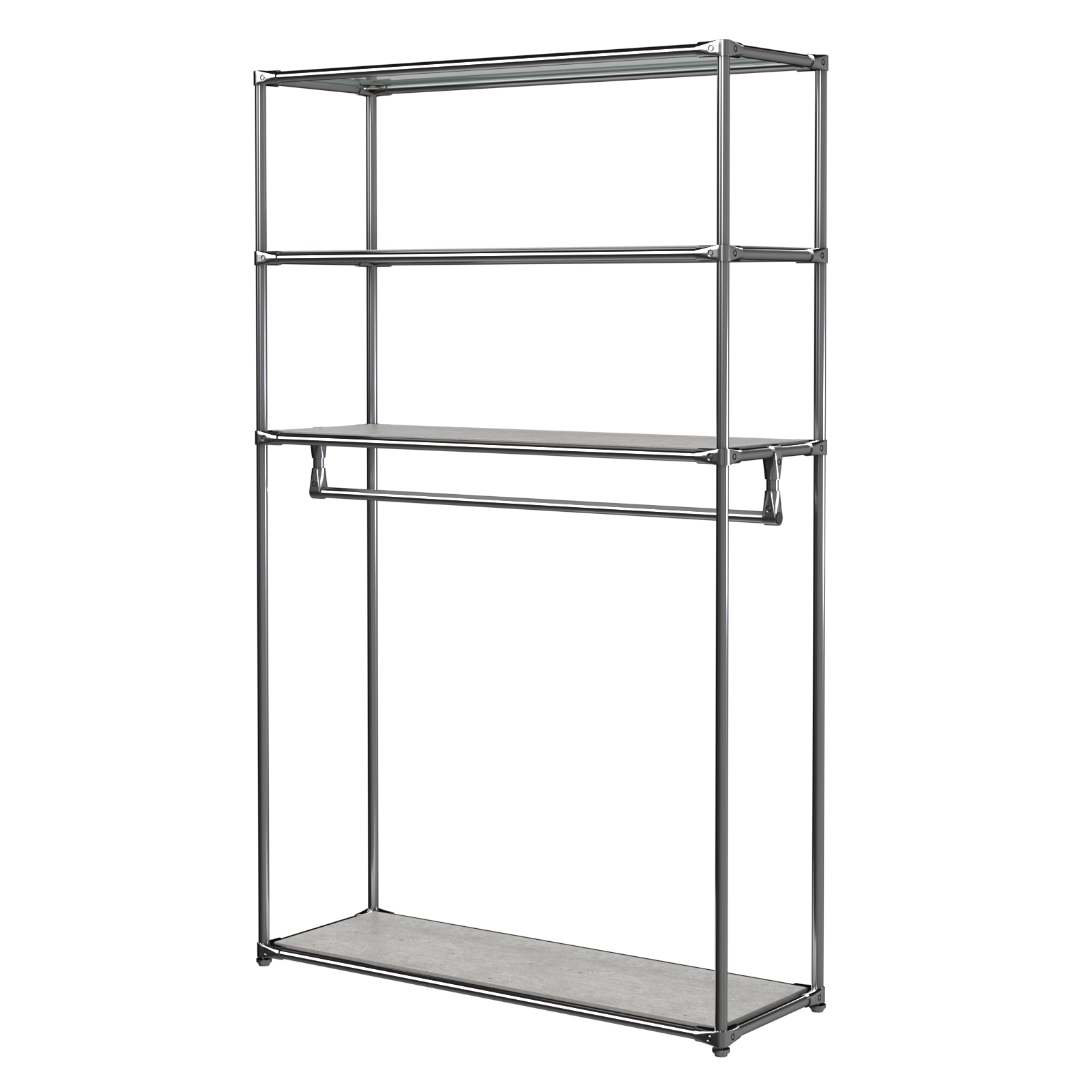 Хромированное вешало БАШНЯ №6-3 с полками ДСП 16мм Метрополитан Грей