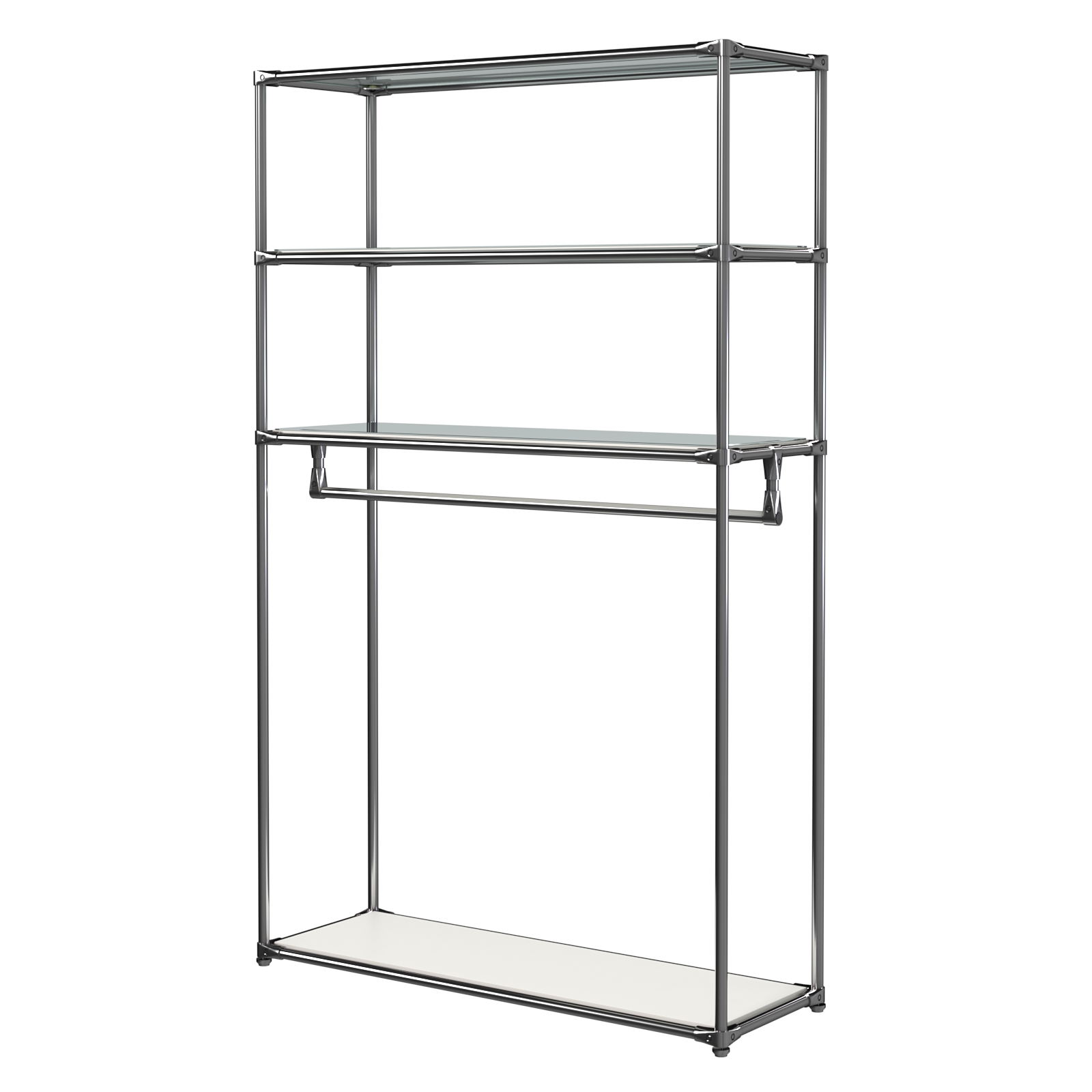 Хромированное вешало БАШНЯ №6-4 с полками Зеркало 4мм Белый