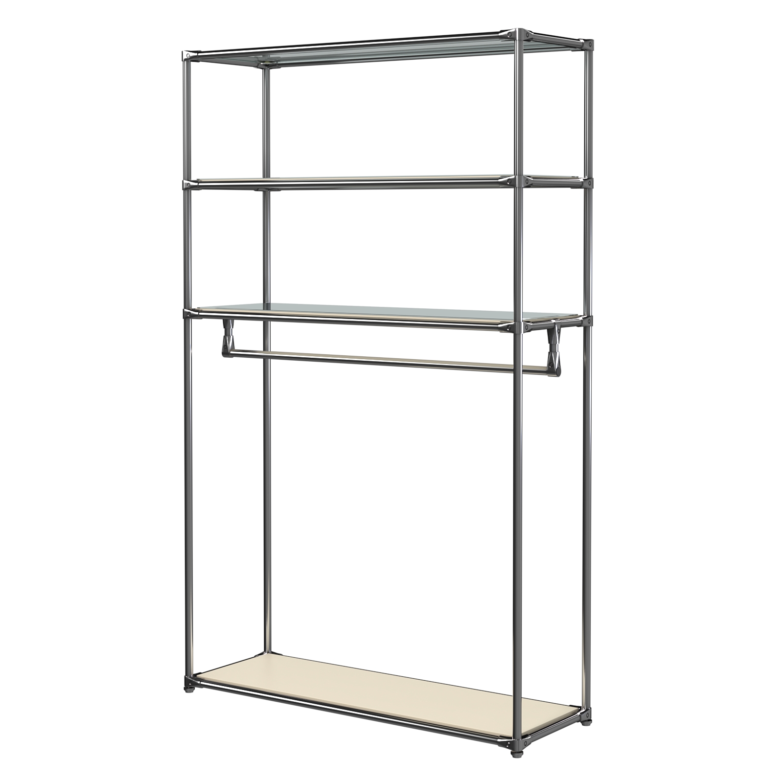 Хромированное вешало БАШНЯ №6-4 с полками Зеркало 4мм Крем Вайс