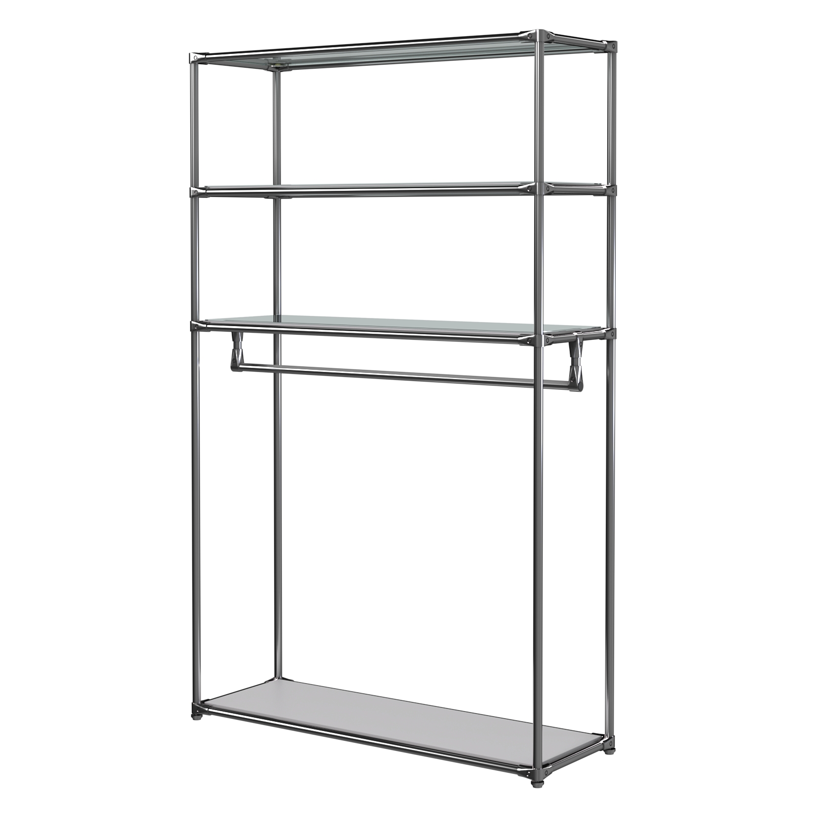 Хромированное вешало БАШНЯ №6-4 с полками Зеркало 4мм Серый