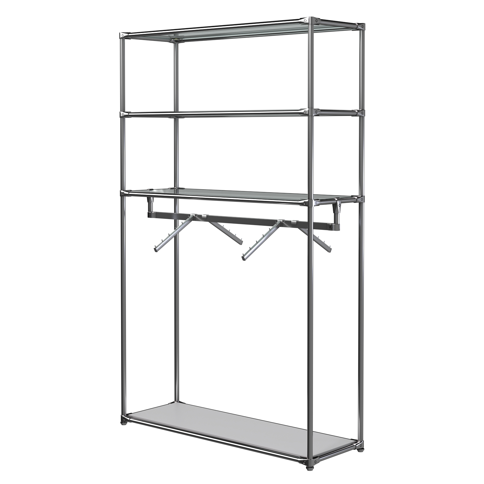 Хромированное вешало БАШНЯ №7-1 с полками Стекло 6мм (прозрачное) Серый