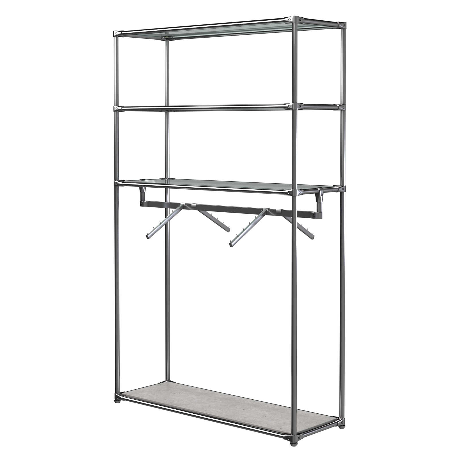 Хромированное вешало БАШНЯ №7-1 с полками Стекло 6мм (прозрачное) Метрополитан Грей