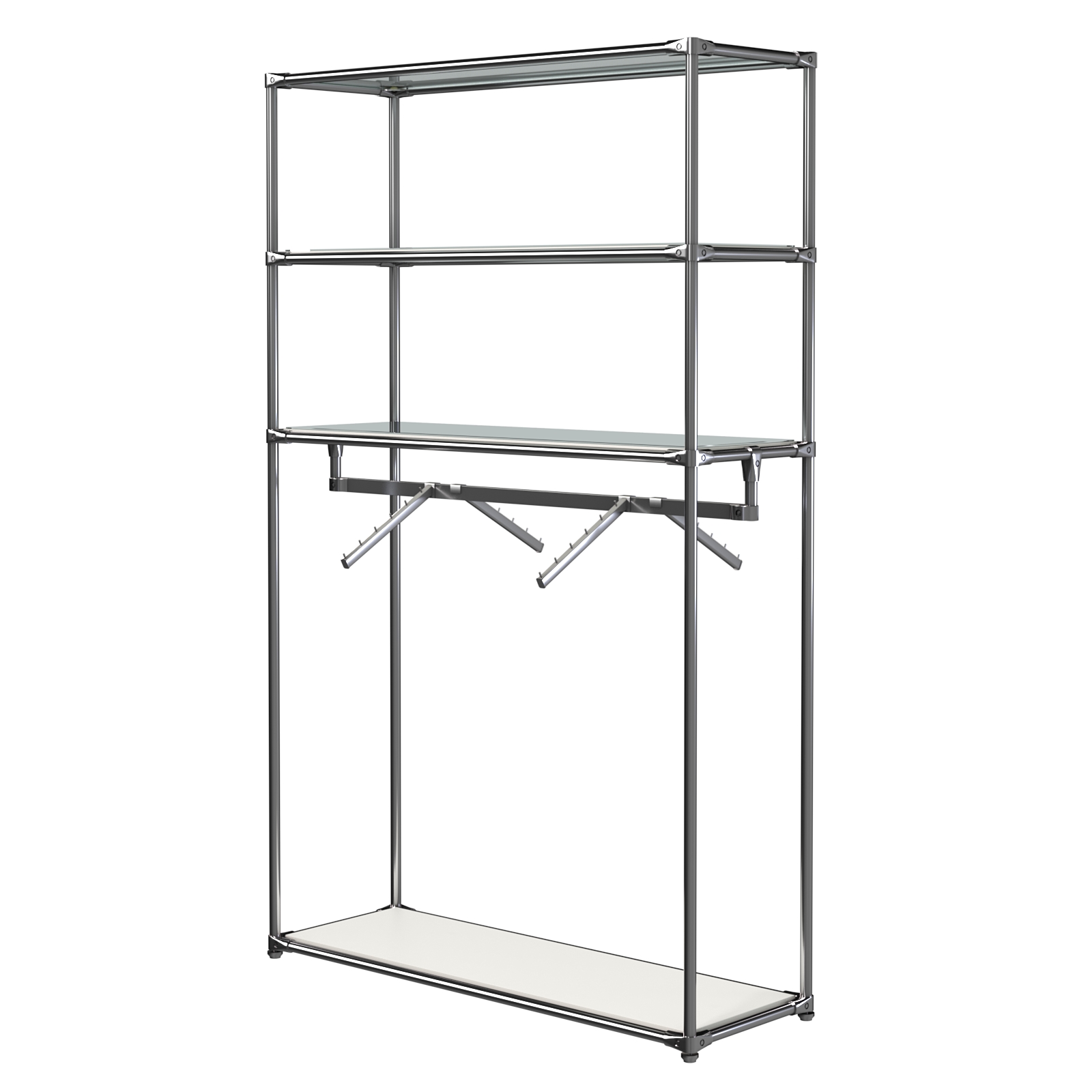 Хромированное вешало БАШНЯ №7-4 с полками Зеркало 4мм Белый