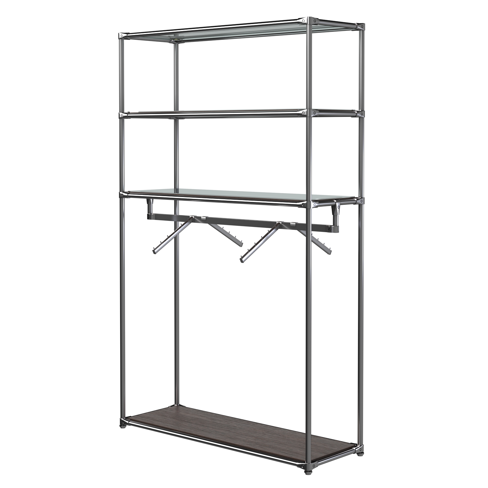 Хромированное вешало БАШНЯ №7-4 с полками Зеркало 4мм Дуб Венге