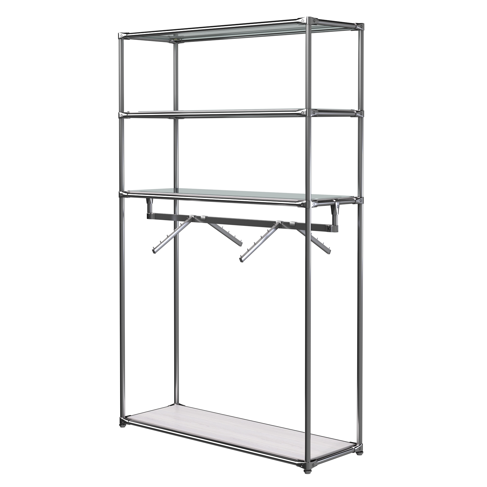 Хромированное вешало БАШНЯ №7-4 с полками Зеркало 4мм Ясень Анкор светлый - U31104