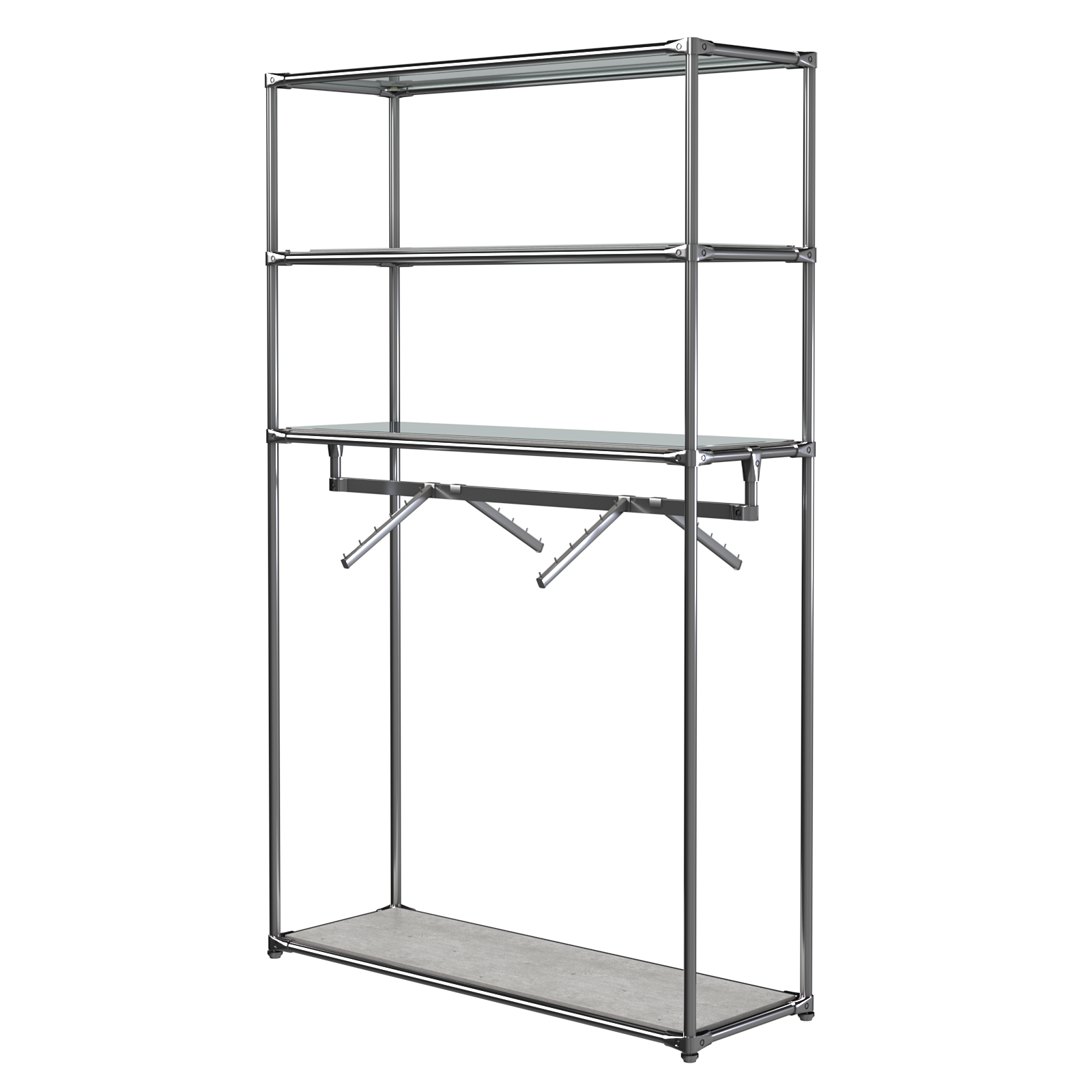 Хромированное вешало БАШНЯ №7-4 с полками Зеркало 4мм Метрополитан Грей