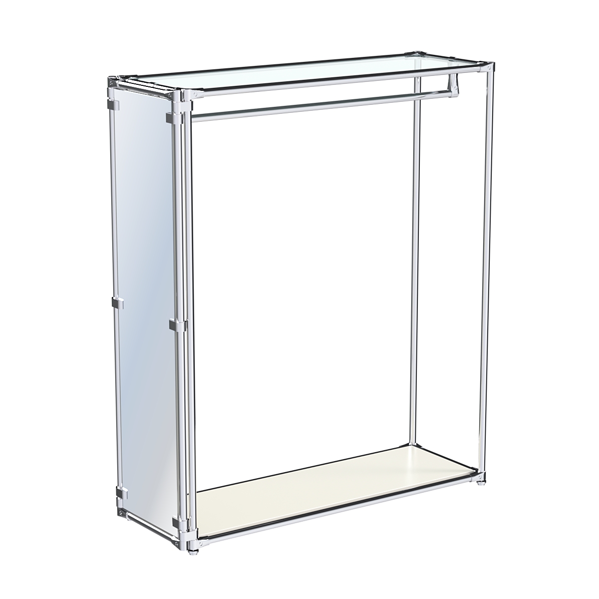 Хромированное вешало с зеркальным торцом ZTD-10 №1-1 с полкой стекло 6 мм Белый