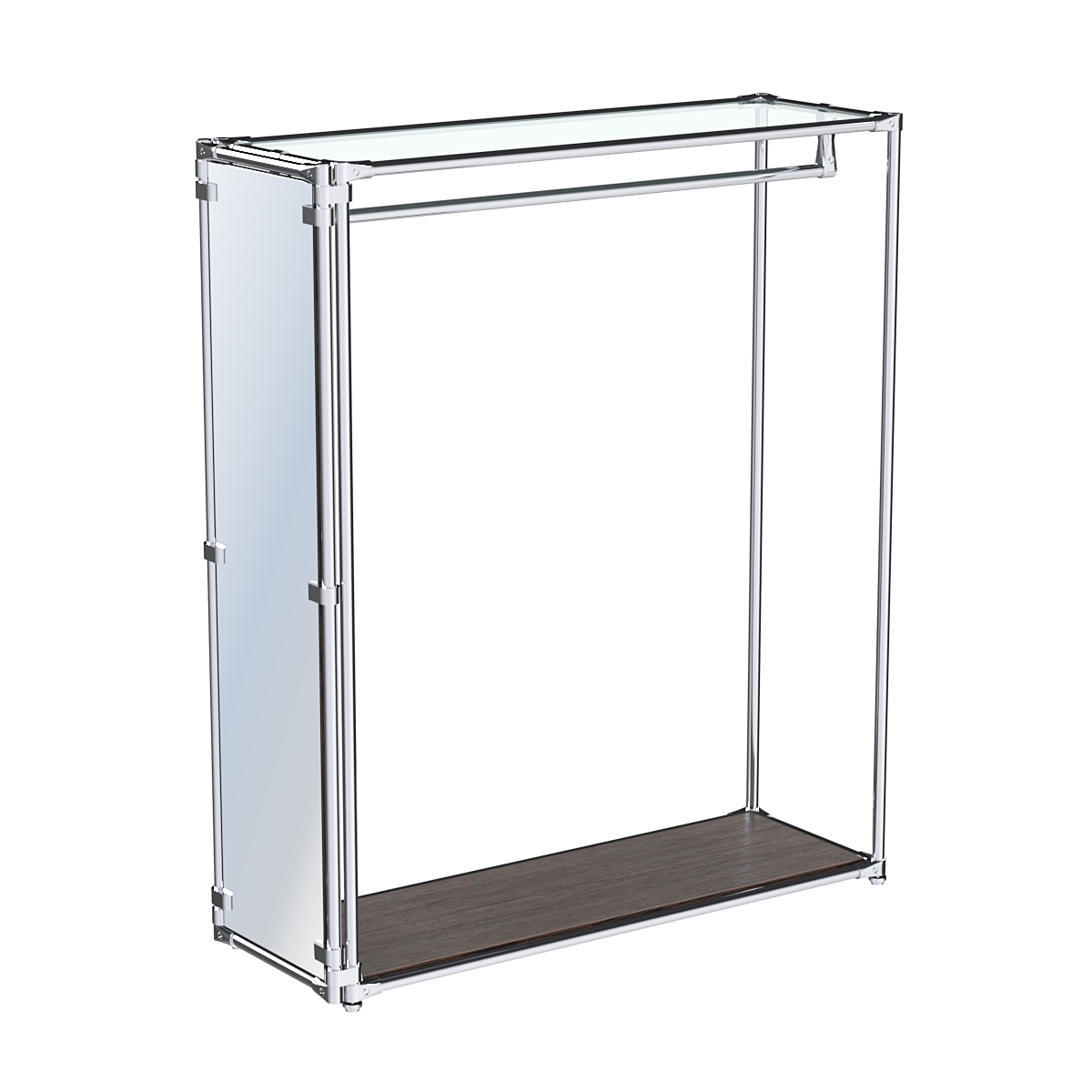 Хромированное вешало с зеркальным торцом ZTD-10 №1-1 с полкой стекло 6 мм Дуб Венге