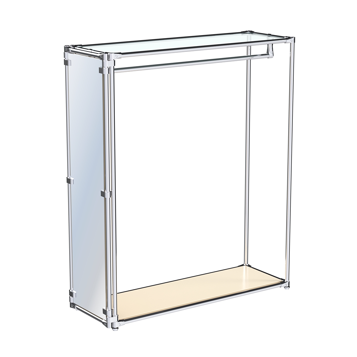 Хромированное вешало с зеркальным торцом ZTD-10 №1-1 с полкой стекло 6 мм Крем Вайс