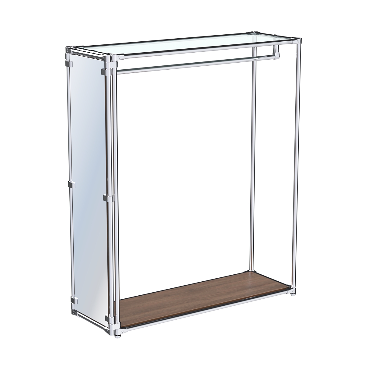 Хромированное вешало с зеркальным торцом ZTD-10 №1-1 с полкой стекло 6 мм Орех