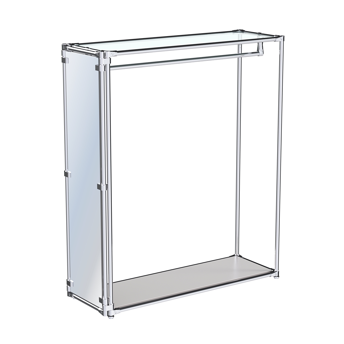 Хромированное вешало с зеркальным торцом ZTD-10 №1-1 с полкой стекло 6 мм Серый