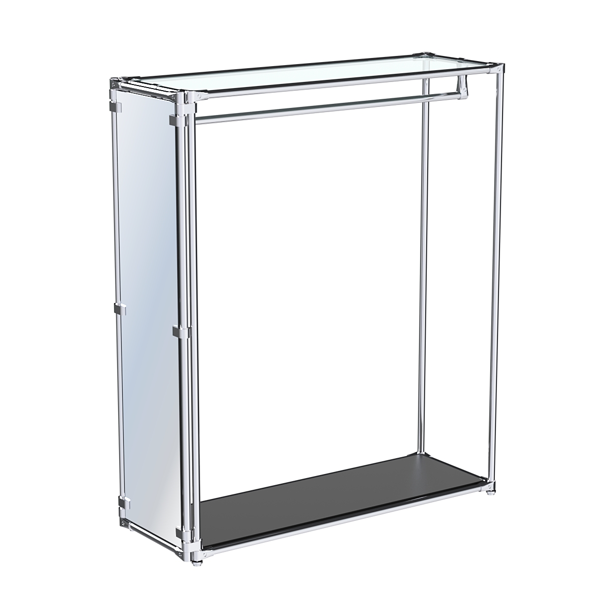 Хромированное вешало с зеркальным торцом ZTD-10 №1-1 с полкой стекло 6 мм Черный