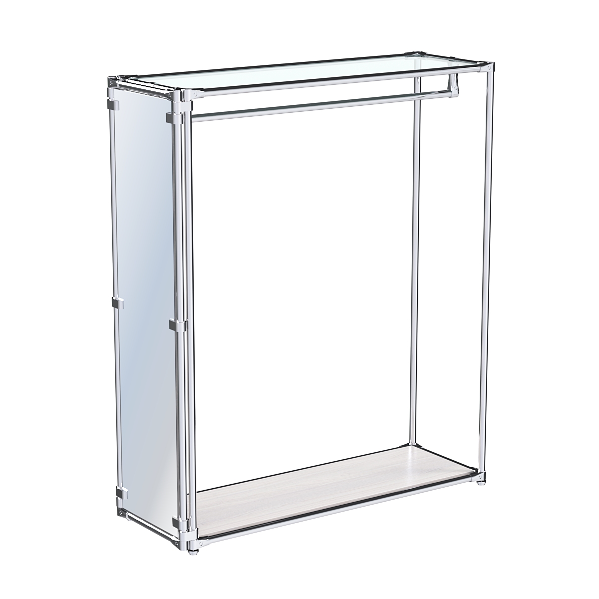 Хромированное вешало с зеркальным торцом ZTD-10 №1-1 с полкой стекло 6 мм Ясень Анкор светлый