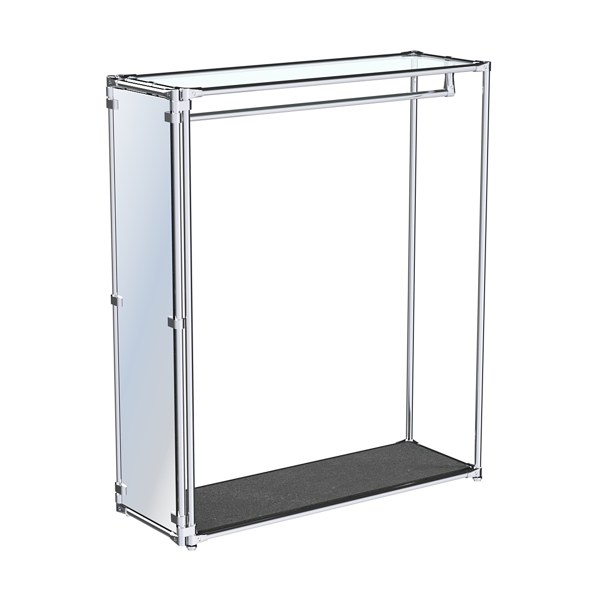 Хромированное вешало с зеркальным торцом ZTD-10 №1-1 с полкой стекло 6 мм Антрацит