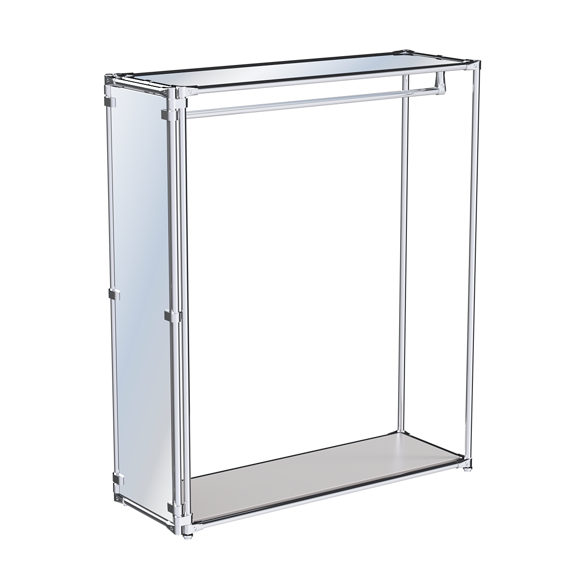 Хромированный стенд-вешало для одежды, торец-зеркало ZTD-10 №1-4 с полкой Зеркало 4 мм Серый