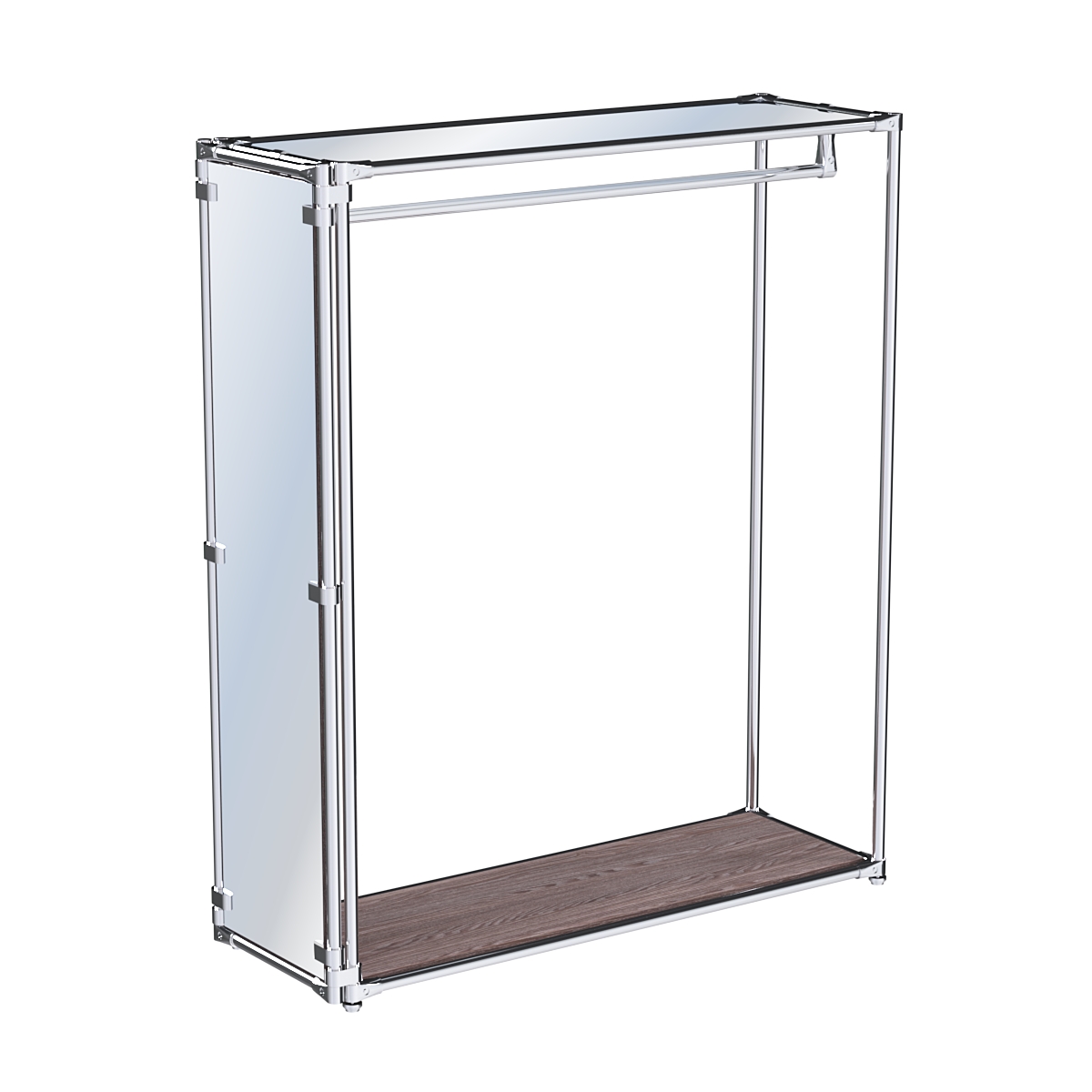 Хромированный стенд-вешало для одежды, торец-зеркало ZTD-10 №1-4 с полкой Зеркало 4 мм Ясень Анкор темный