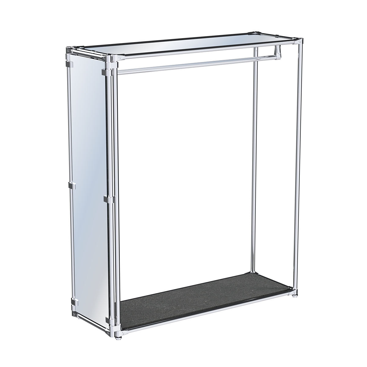 Хромированный стенд-вешало для одежды, торец-зеркало ZTD-10 №1-4 с полкой Зеркало 4 мм Антрацит