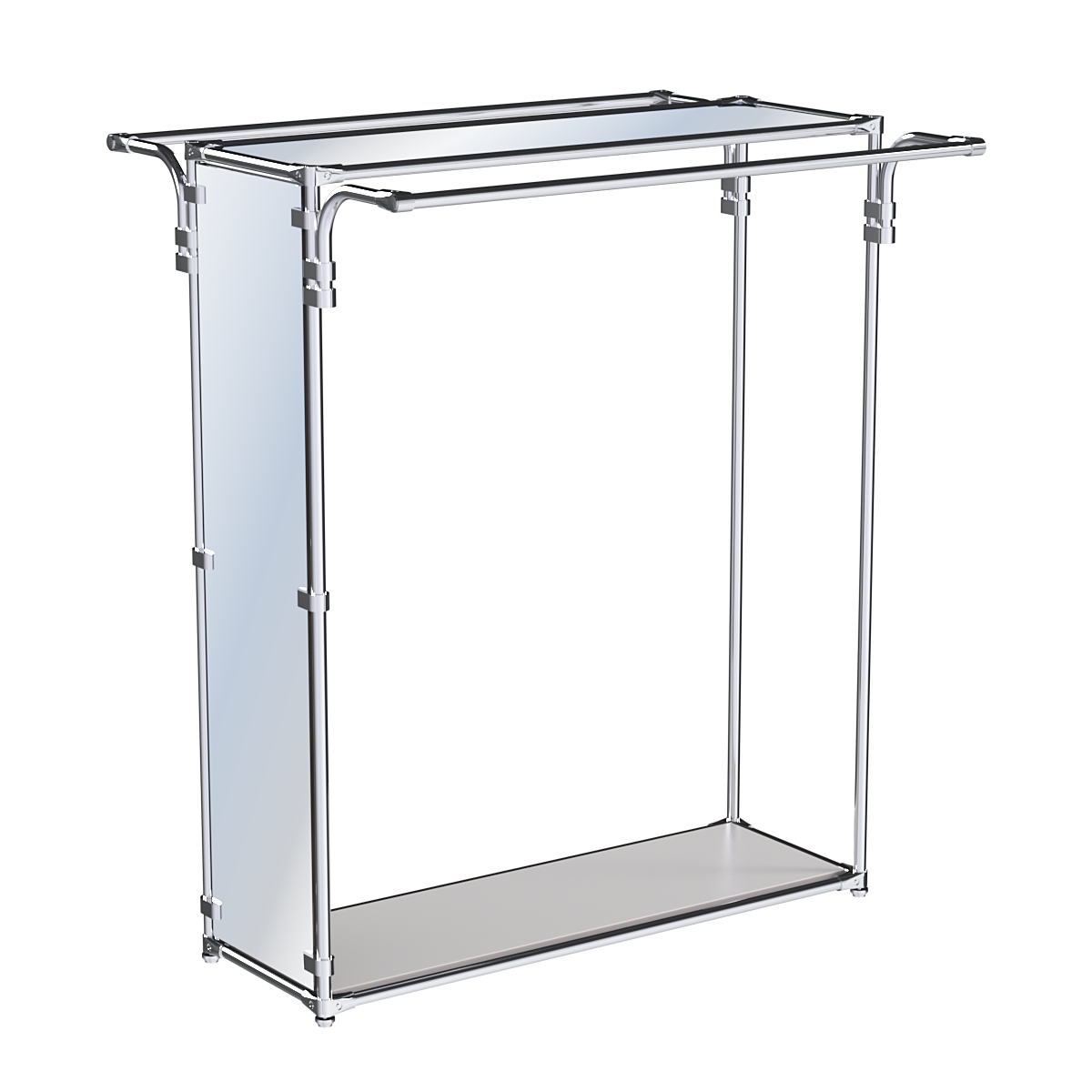 Хромированный высокий стенд-вешало, торец-зеркало ZTD-11 №1-4 с полкой Зеркало 4 мм Серый