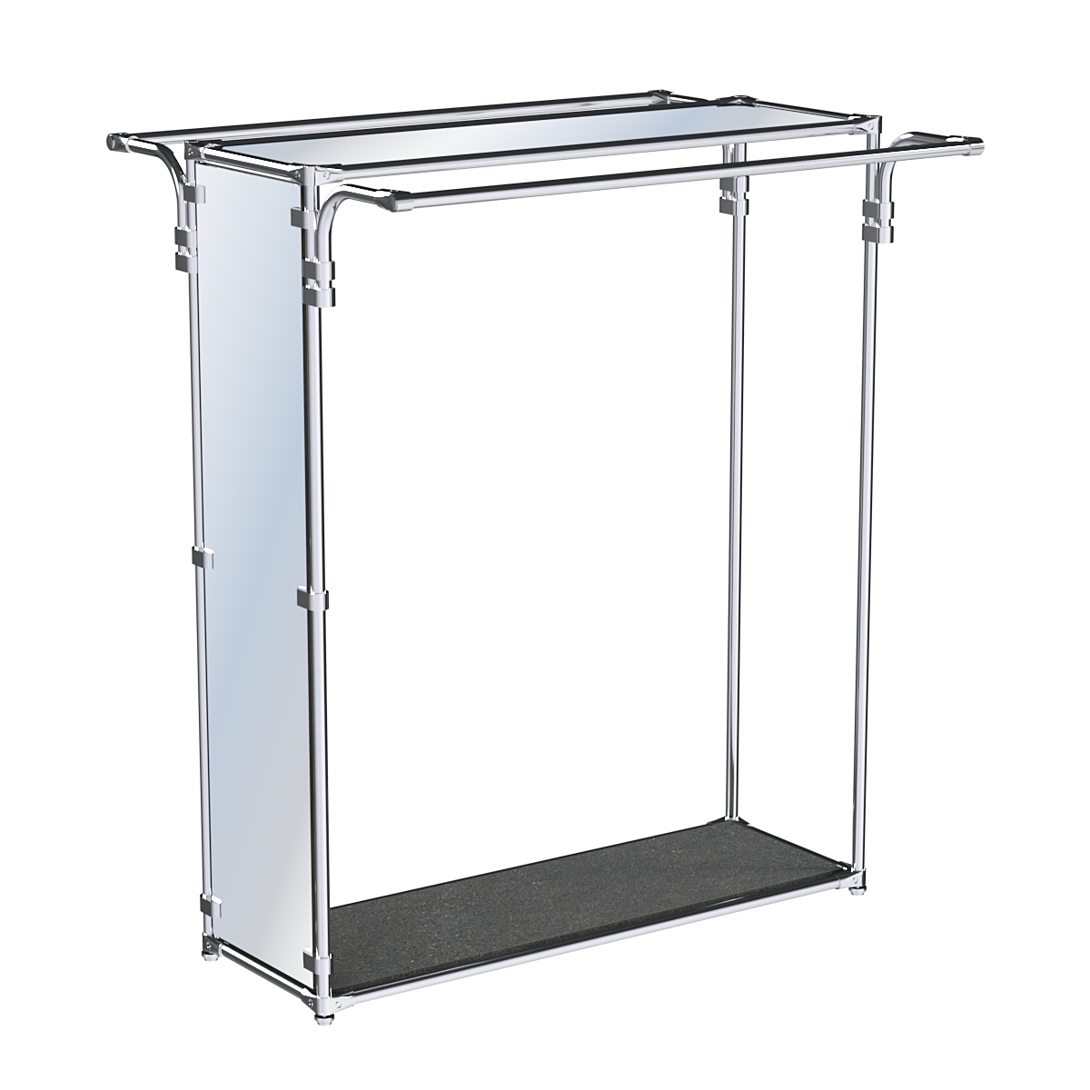 Хромированный высокий стенд-вешало, торец-зеркало ZTD-11 №1-4 с полкой Зеркало 4 мм Антрацит