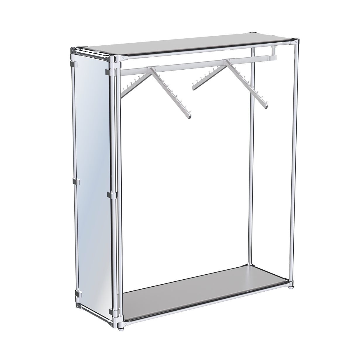 Хромированный стенд островной, торец-зеркало ZTD-12 №1-3 с полками ДСП 16 мм Серый