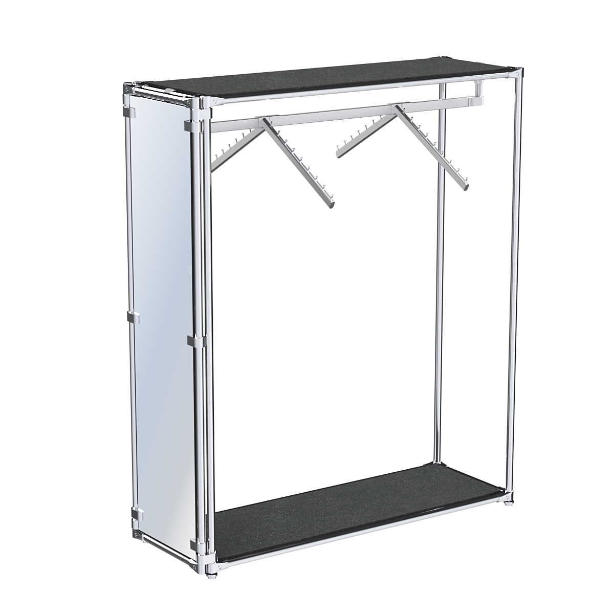 Хромированный стенд островной, торец-зеркало ZTD-12 №1-3 с полками ДСП 16 мм Антрацит