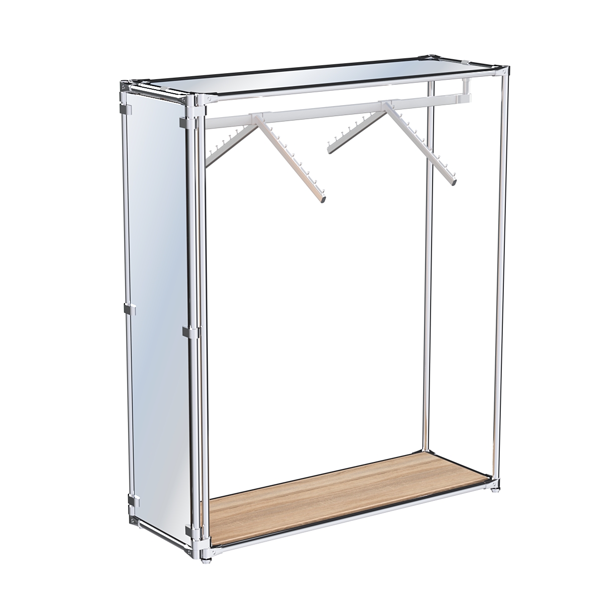 Хромированный стенд- в центр зала, торец-зеркало ZTD-12 №1-4 с полкой Зеркало 4 мм Дуб Сонома