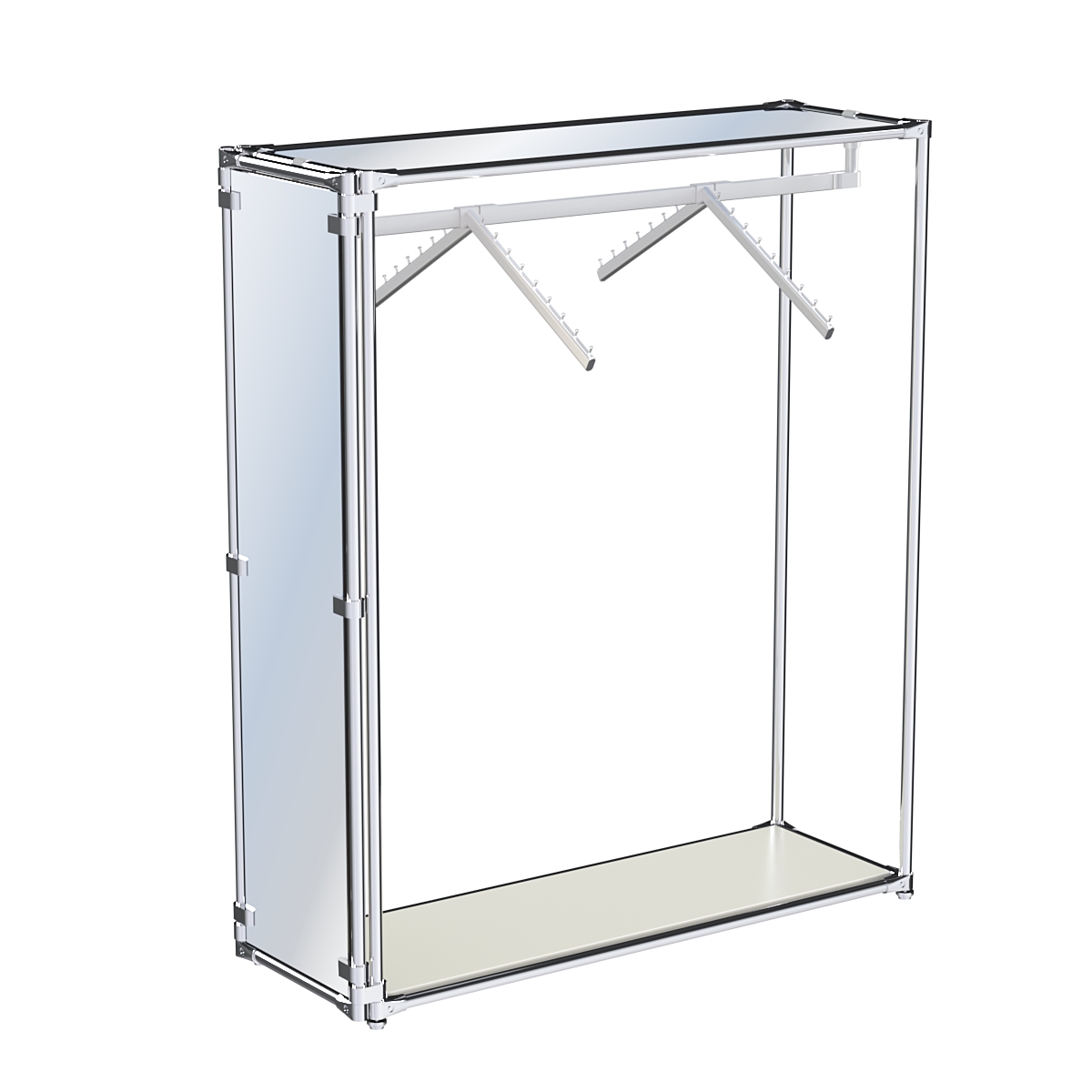 Хромированный стенд- в центр зала, торец-зеркало ZTD-12 №1-4 с полкой Зеркало 4 мм Белый