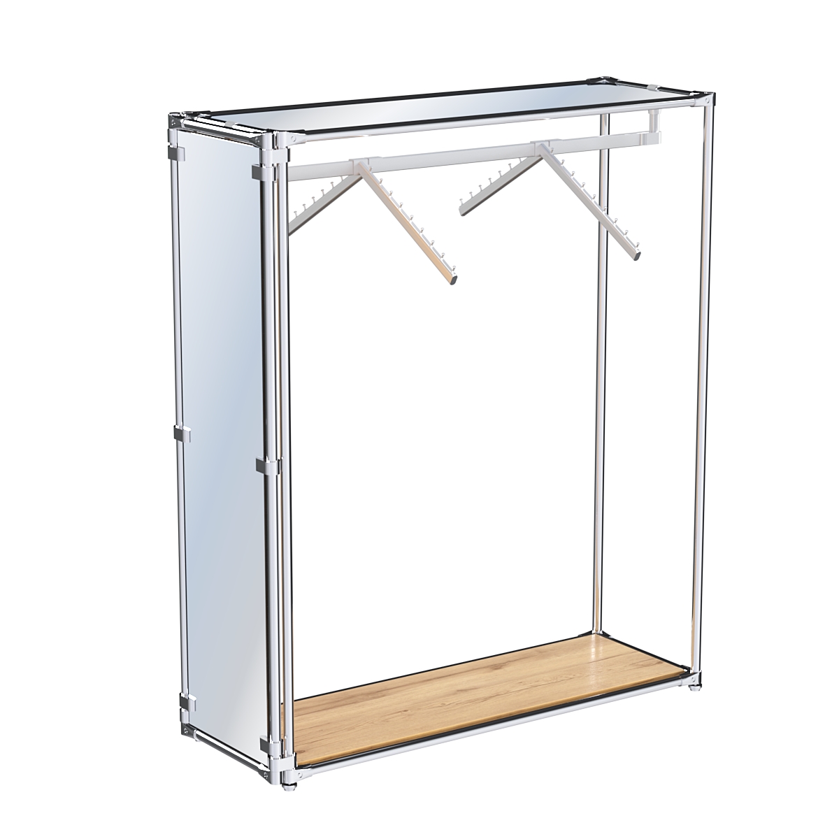 Хромированный стенд- в центр зала, торец-зеркало ZTD-12 №1-4 с полкой Зеркало 4 мм Дуб Золотистый