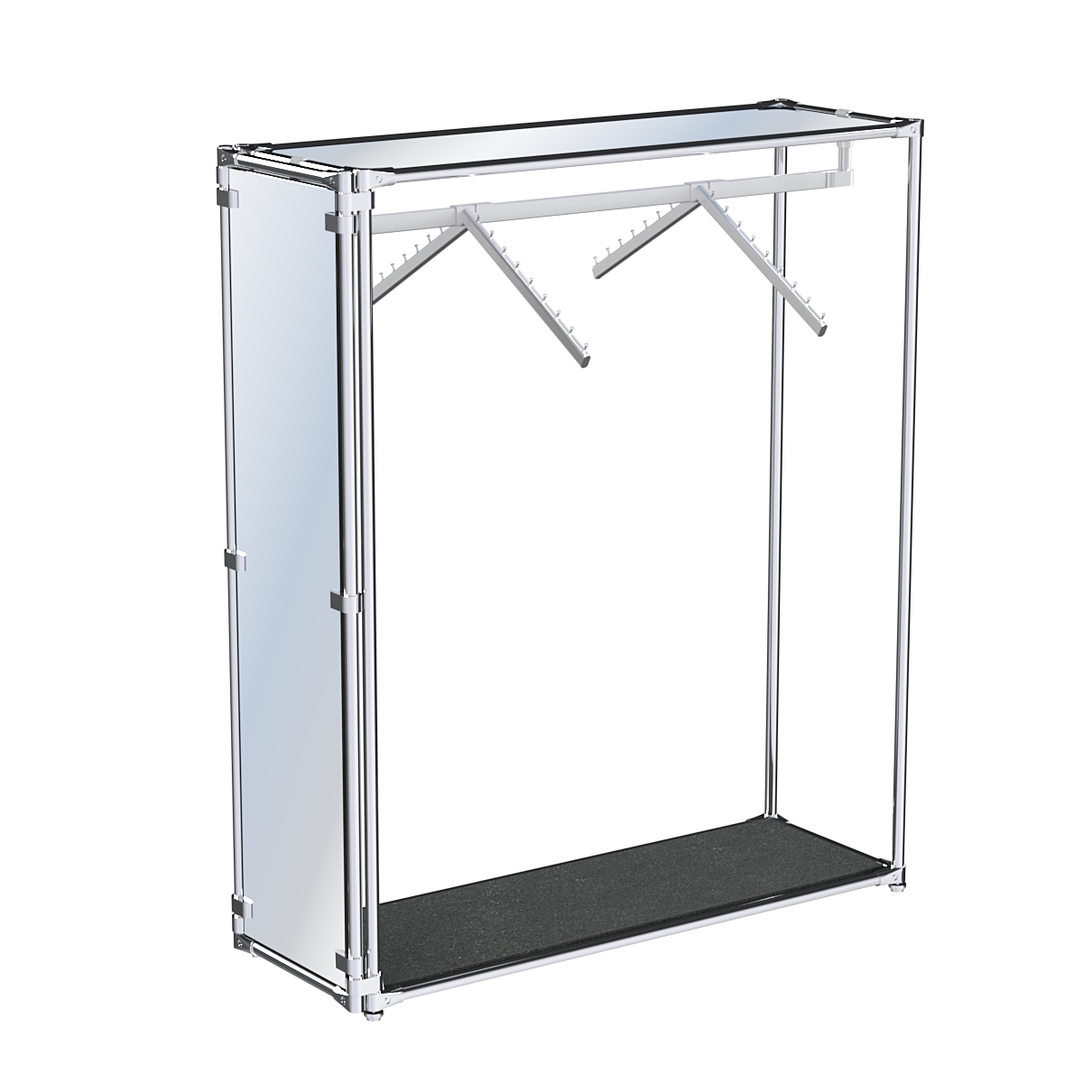 Хромированный стенд- в центр зала, торец-зеркало ZTD-12 №1-4 с полкой Зеркало 4 мм Антрацит