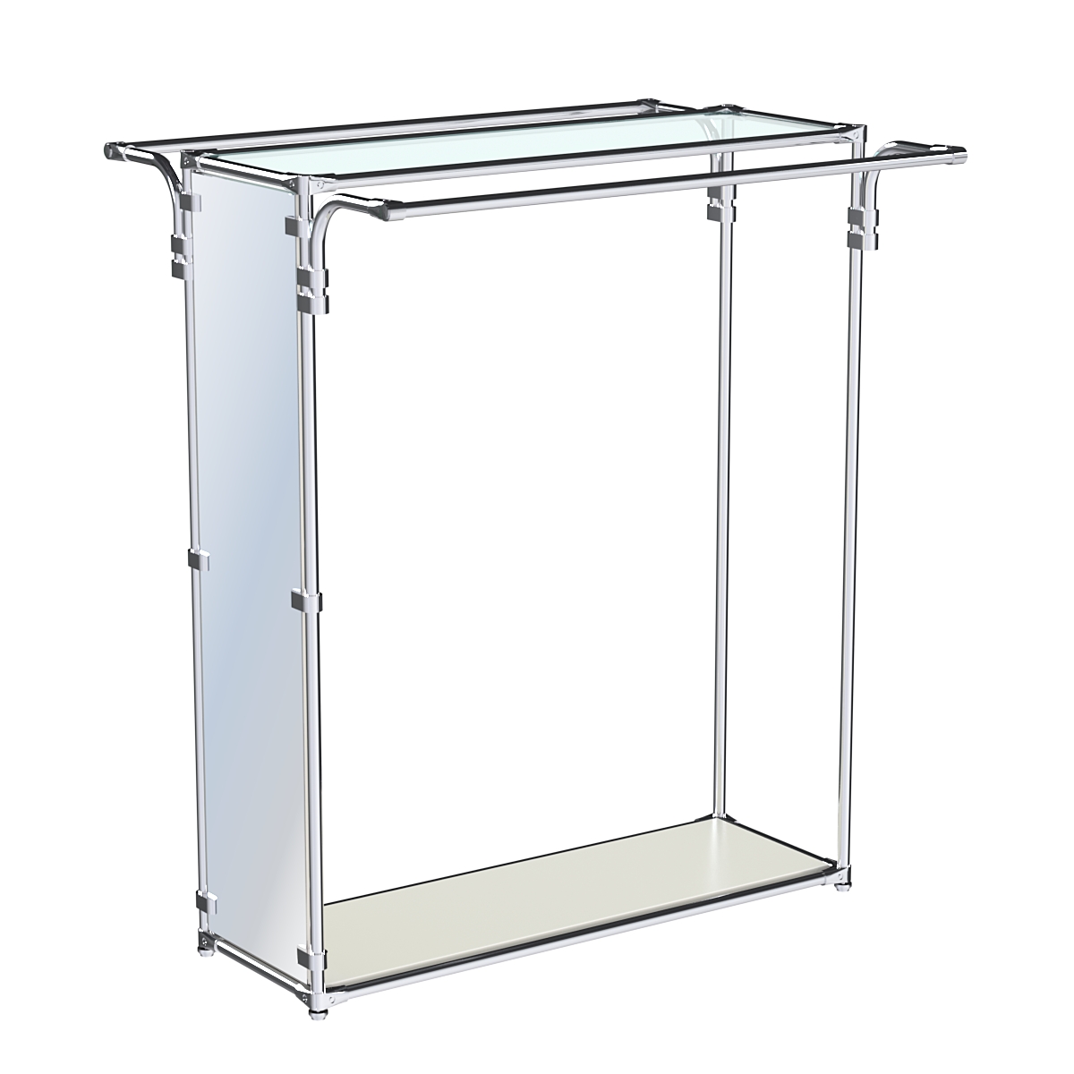 Хромированный стенд зеркальный ZTD-38 №1-1 с полкой стекло 6 мм (прозрачное) Белый