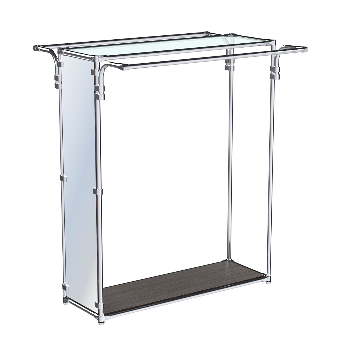 Хромированный стенд зеркальный ZTD-38 №1-1 с полкой стекло 6 мм (прозрачное) Дуб Венге