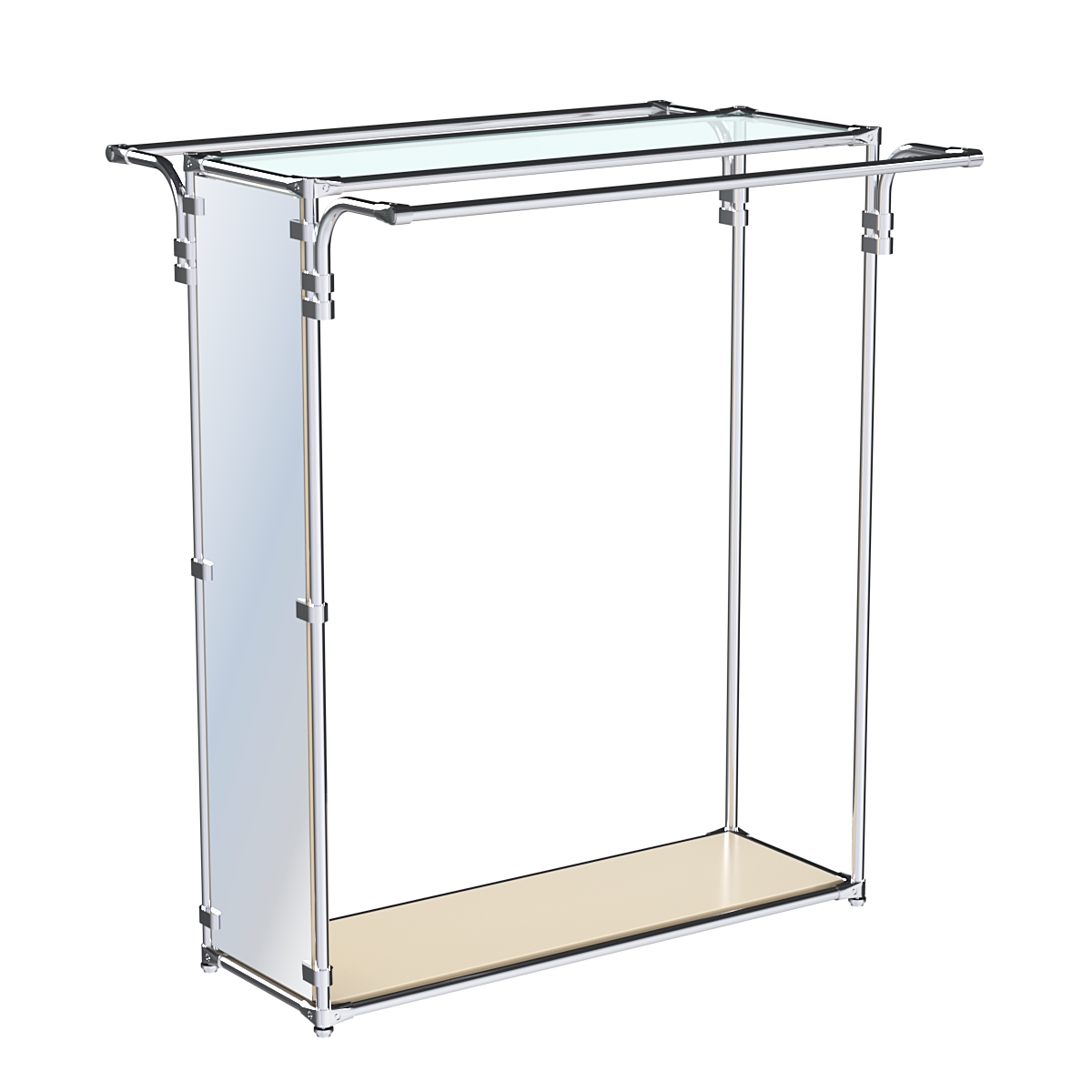 Хромированный стенд зеркальный ZTD-38 №1-1 с полкой стекло 6 мм (прозрачное) Крем Вайс