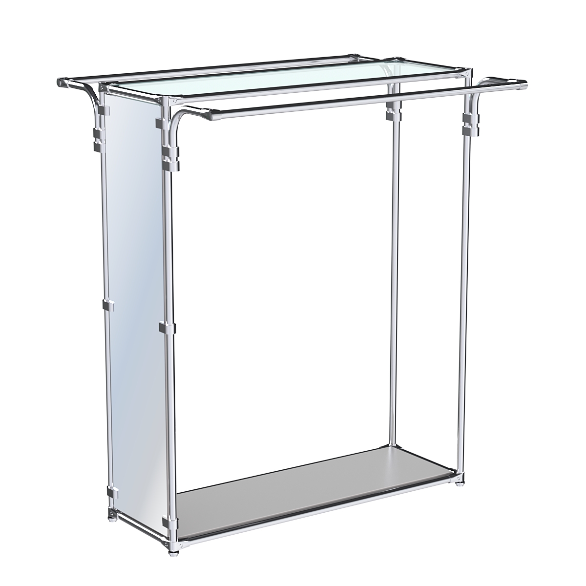 Хромированный стенд зеркальный ZTD-38 №1-1 с полкой стекло 6 мм (прозрачное) Серый