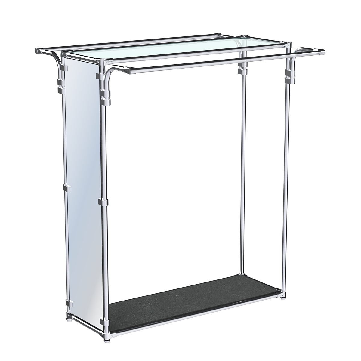 Хромированный стенд зеркальный ZTD-38 №1-1 с полкой стекло 6 мм (прозрачное) Антрацит