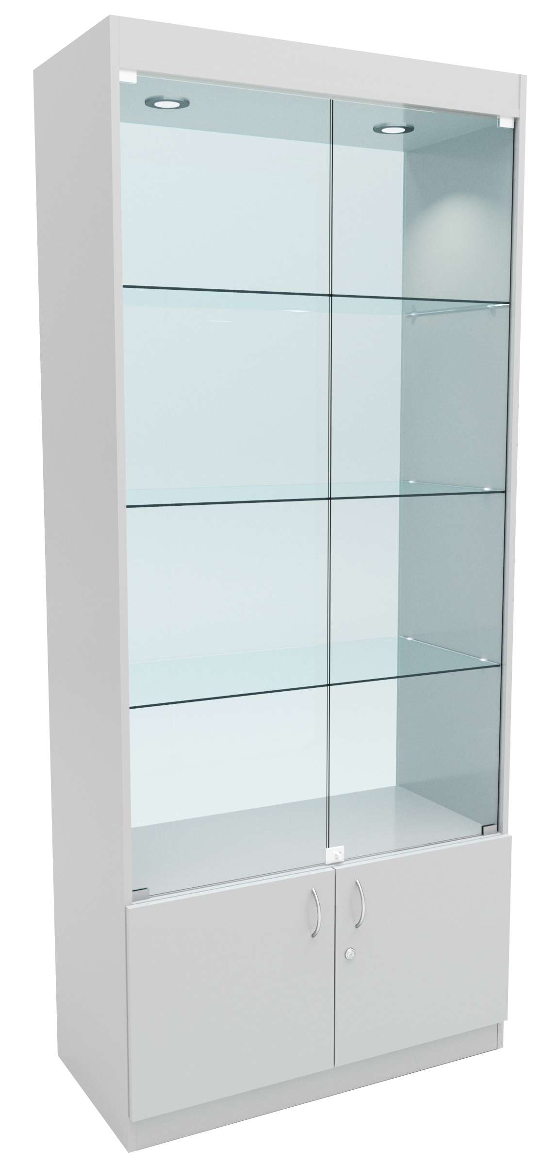 Стеклянная витрина №1-2 с каркасом из ДСП (задняя стенка стекло) Серый