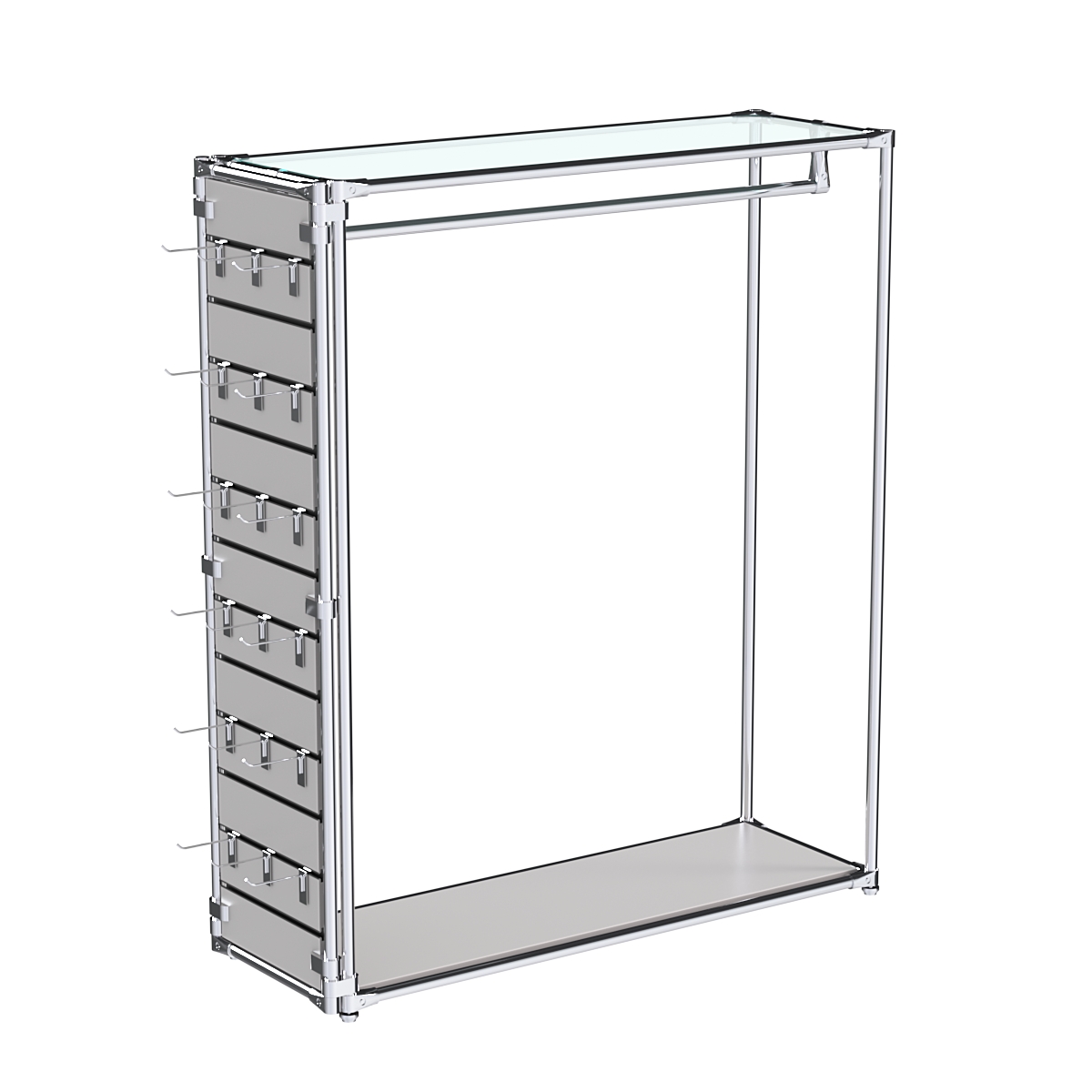 Хромированный стенд-вешало ETD-10 №1-1 (торец-ЭП) с полкой стекло 6мм (прозрачное) Серый