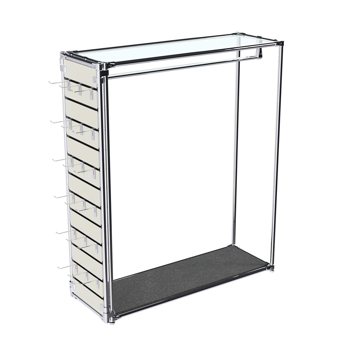 Хромированный стенд-вешало ETD-10 №1-1 (торец-ЭП) с полкой стекло 6мм (прозрачное) Антрацит