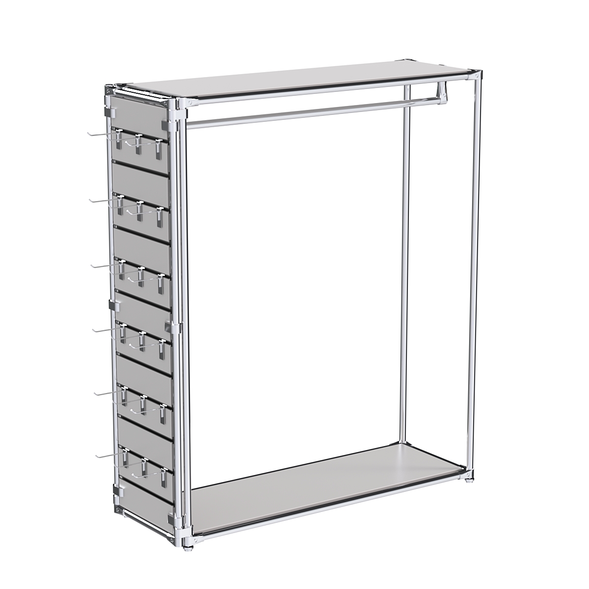Хромированный стенд-вешало ETD-10 №1-3 (торец-ЭП) с полками ДСП 16мм Серый
