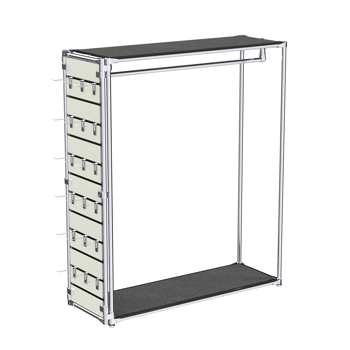 Хромированный стенд-вешало ETD-10 №1-3 (торец-ЭП) с полками ДСП 16мм Антрацит