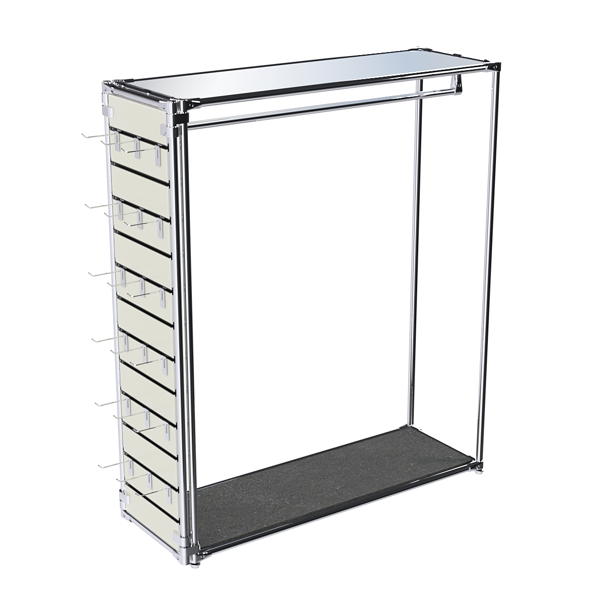 Хромированный стенд-вешало ETD-10 №1-4 (торец-ЭП) с полкой Зеркало 4мм Антрацит