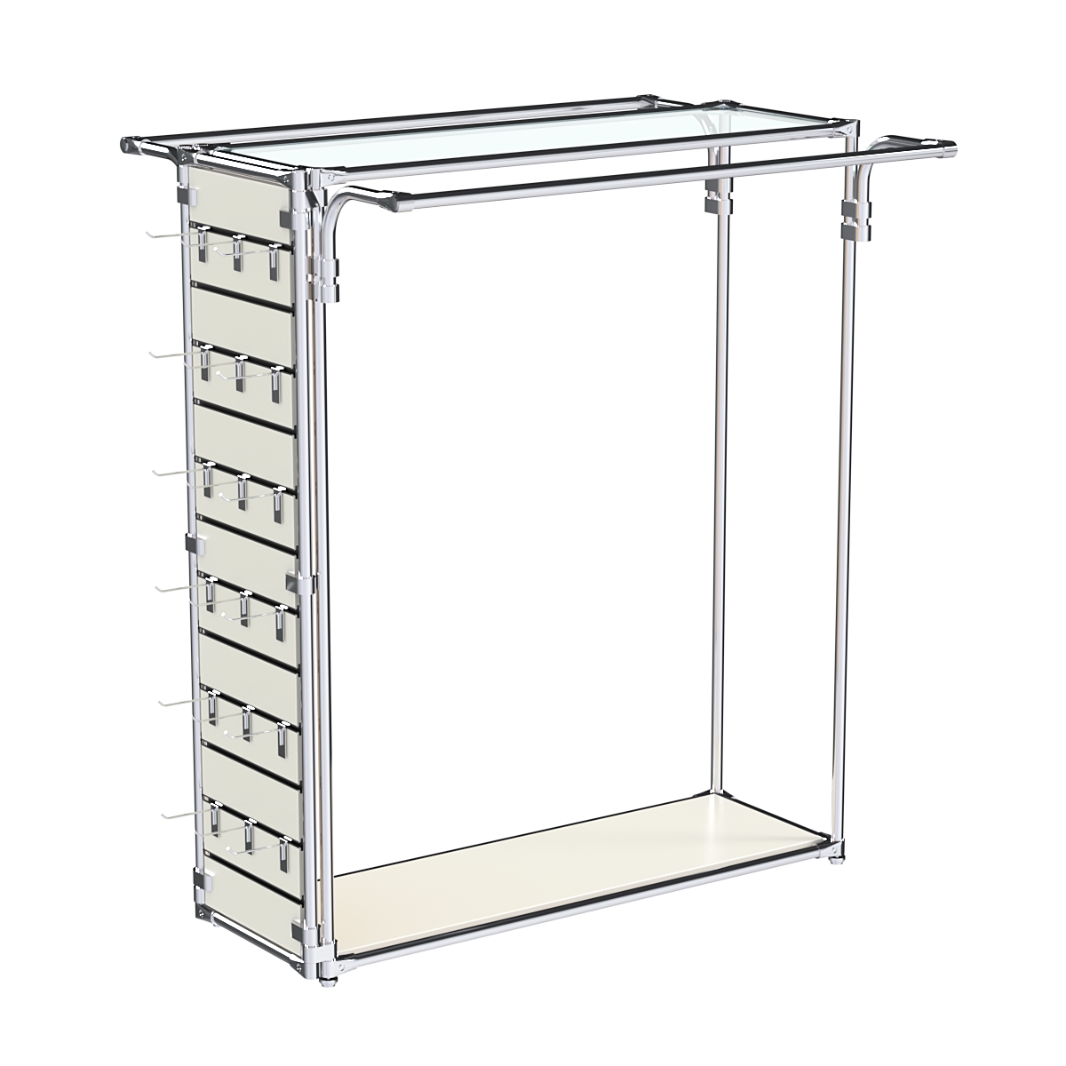 Хромированный стенд-вешало ETD-11 №1-1 (торец-ЭП) с полкой стекло 6мм Белый